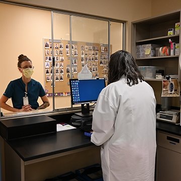 Nurse picking up blood for a patient from the LMH Health Blood Bank