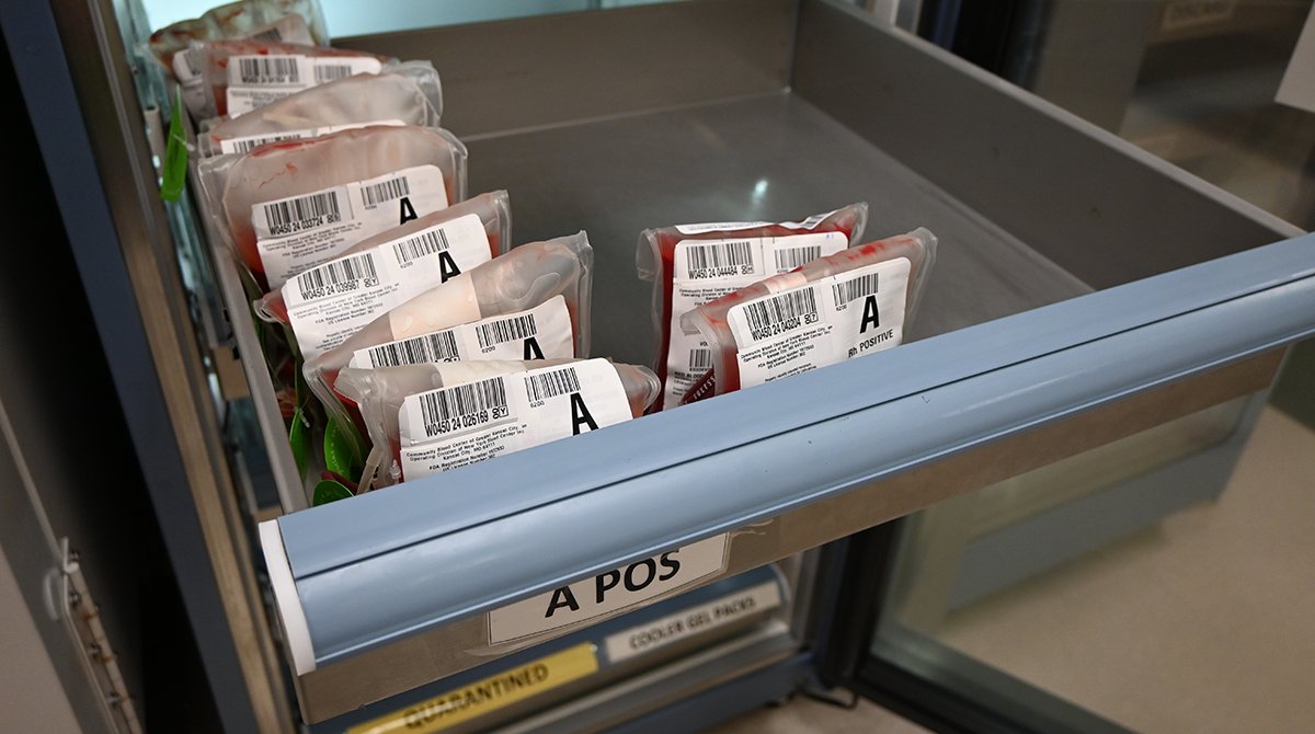 Image of A positive blood stored at the LMH Blood Bank