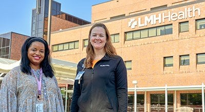 female lmh health staff outside emergency